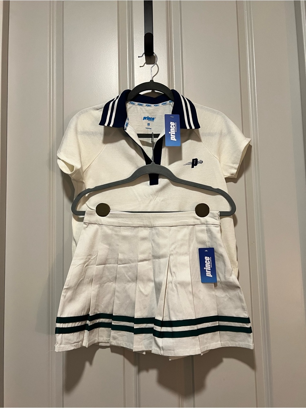 Prince Pickle Ball White and Navy Polo Skirt Set